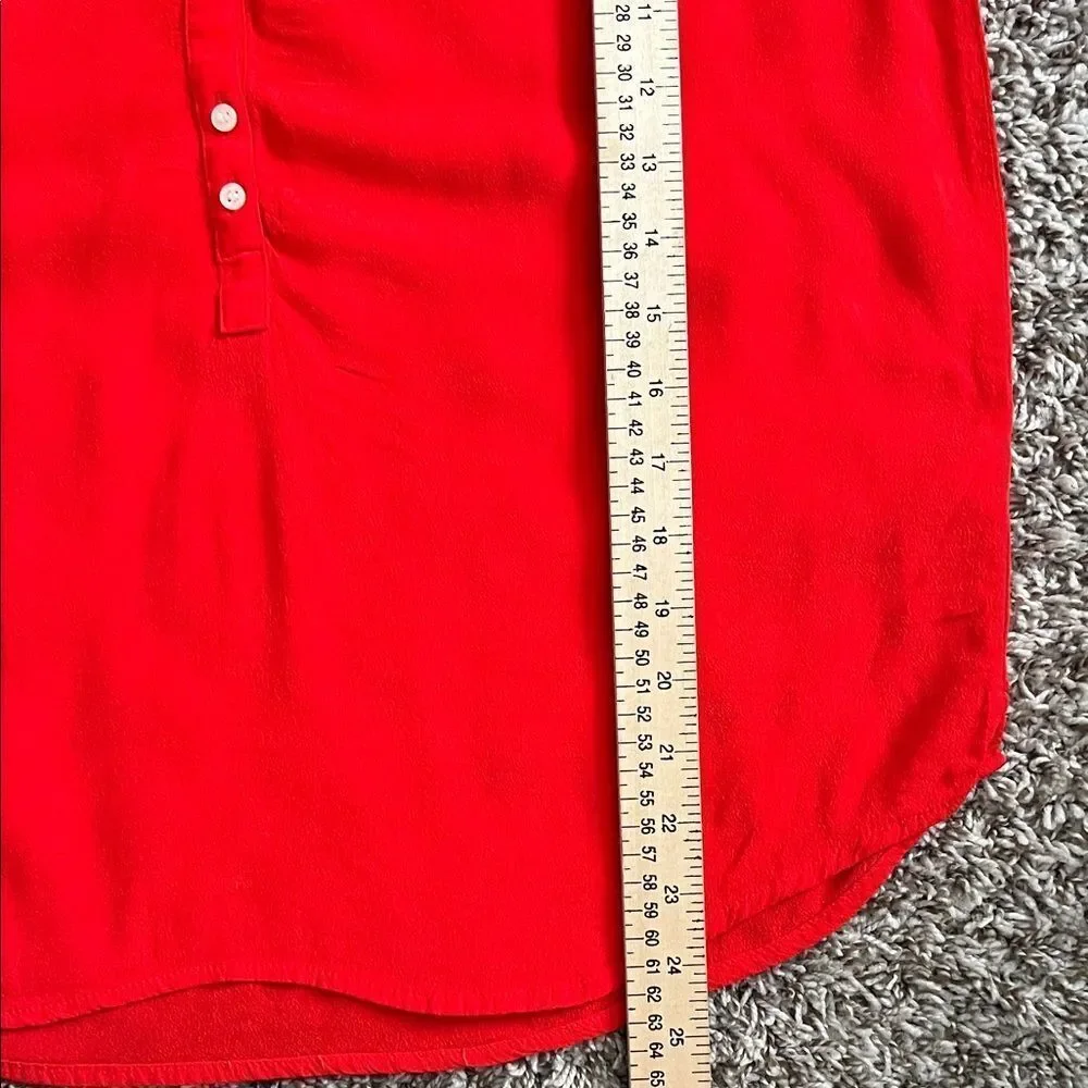 Like New! J.Crew Red Viscose Long Doiman Sleeve Button Front Blouse in Size S